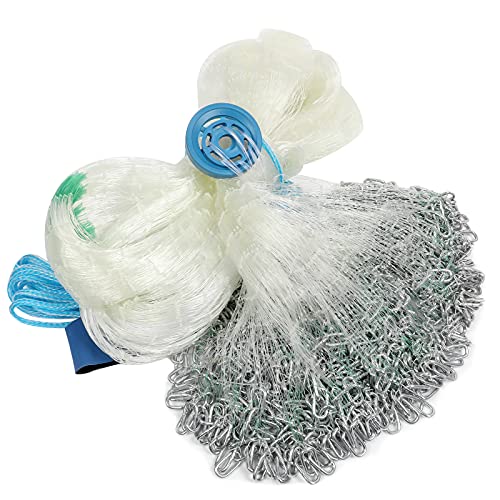 Lucky Monet 10/12/13.3/15ft Radius Large American Saltwater Fishing Cast Net for Bait Trap Fish, Easy Throw Thicken Nylon Line w/Upgraded Steel Chain Sinker, 5/8 Inches Mesh Size - size: 15FT Radius