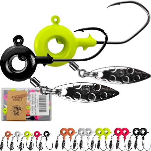 Crappie Jigs with Spinner, 15 Pcs Scent Holder Underspin Crappie Jig Heads for Bass Panfish Walleye Fishing, 1/8oz, 1/16oz - color: 1/8oz, 1/16oz - 15 Pcs