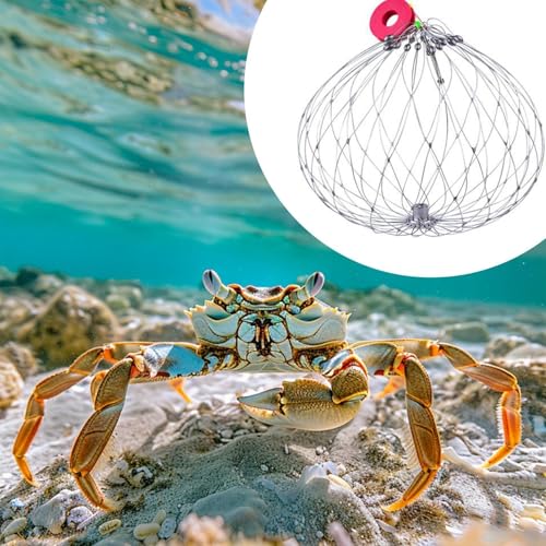 Soft Fishing Net Automatic Opening Closing Soft Steel Wire Multi-Functional | Fishing Accessories Fishing Net Multi-functional for Crabbing Lobster Crayfish Outdoor Inland Saltwater Lake River Mar - size: Diameter 62cm
