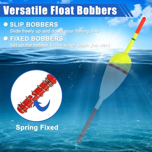 Wood Slip Bobbers Fishing Floats and Bobbers Spring Oval Stick Slip Floats for Crappie Catfish Trout Panfish Walleyes Bass Fishing 10/20pcs - color: 1.97in*0.91in*5.63in-10pcs