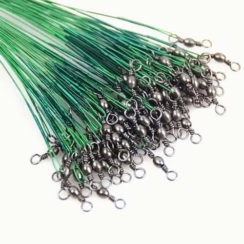 Steel Fishing Leader Wire with Swivel, Bite-Resistant Anti-Bite Trace for Freshwater and Saltwater, Heavy-Duty Fishing Tackle Accessories - size: 11.8IN