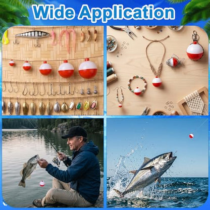 Coopay Fishing Bobbers 30Pcs-50Pcs/Lot Hard ABS Fishing Floats Set Snap on Float Red/White Bobbers Push Button Round Buoy Tackle Accessories - style: 0.5+1+1.25+1.5+2=50pcs