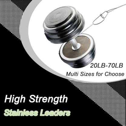 QISHUO Steel Swivel Fishing Leaders Freshwater Wire Stainless Fishing Leader Saltwater Fishing Rigs Wire Leaders Lures White Nickel - color: Silver, size: Size #6 (11.8in-70lb) 30pcs