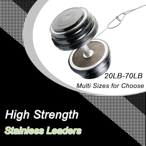 QISHUO Steel Swivel Fishing Leaders Freshwater Wire Stainless Fishing Leader Saltwater Fishing Rigs Wire Leaders Lures White Nickel - color: Silver, size: Size #3 (9.8in-40lb) 30pcs