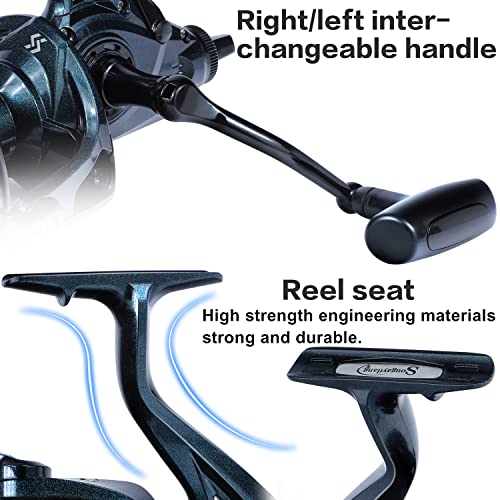 Sougayilang 10000/12000/14000 Surf Spinning Reel - 13+1 Stainless Bearings for Ultra Smooth Drag, Powerful Saltwater Fishing Reel for Heavy Duty Surf Casting