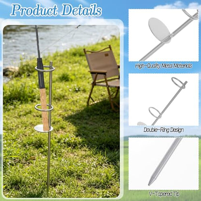 4 Pack 27in Metal Sand Spike Fishing Rod Holder for Surf Fishing for Beaches, Rivers and Sandy Beaches