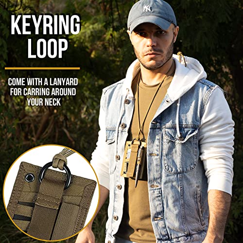 OneTigris Tactical ID Card Holder Hook & Loop Patch Badge Holder Neck Lanyard Key Ring and Credit Card Organizer (Coyote Brown) - color: Brown