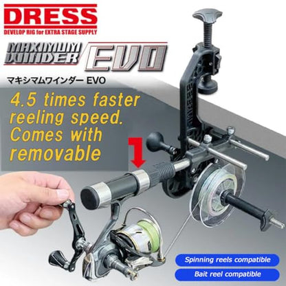 [DRESS Japan] DRESS EVO Maximum Line Spooler – Fishing Line Spooler Fast Fishing Line Winding & Recycling Tool Compatible with Most Reels Beginner Friendly Easy to use【Imported from Japan】