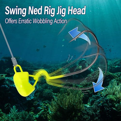 Dr.Fish 10 Pack Ned Rig Jig Heads Weedless Swinging Jig Head for Crappie Fishing EWG Wide Gap Hook Freshwater Swimbait Bass Fishing Lure - color: Black, size: 1/2oz(#1/0)