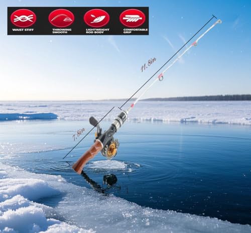 Ice Fishing Rod and Reel Combo Ice Fishing Gear for Freshwater Saltwater - style: Round Wheel Reel Comb