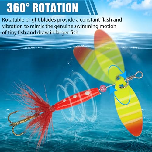 Spinner Baits Bass Lures Rooster Feather Tail Trout Lures Hard Metal Inline Spinner Bait Fishing Lure for Bass Salmon Trout - style: 5pcs Spinnerbaits Kit