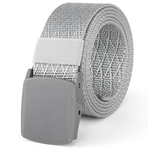 Mile High Life | Nylon Web Belt | Outdoor Military Belt | TSA Safe Buckle Plastic/Metal - color: Gray 530 Cross
