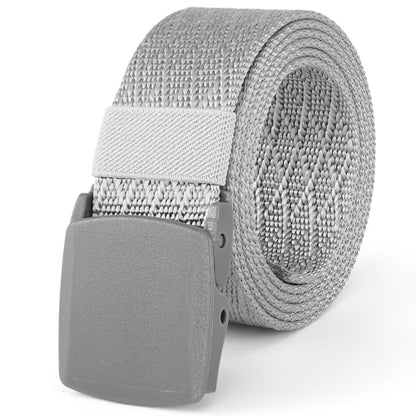 Mile High Life | Nylon Web Belt | Outdoor Military Belt | TSA Safe Buckle Plastic/Metal - color: Gray 530 Cross