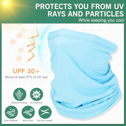 Cooling Neck Gaiter, Summer UV Face Mask Dust Balaclava, Neck Gator Bandana Face Cover for Sun Protection Men Women Outdoor - color: Black*2/Grey*2