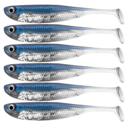 QualyQualy Soft Plastic Swimbait Paddle Tail Shad Lure Soft Bass Shad Bait Minnow Paddle Tail Swim Bait for Bass Trout Walleye Crappie - 2.75in, 3.14in, 3.94in, 5in - color: 1#, size: 2.75in - 6Pcs