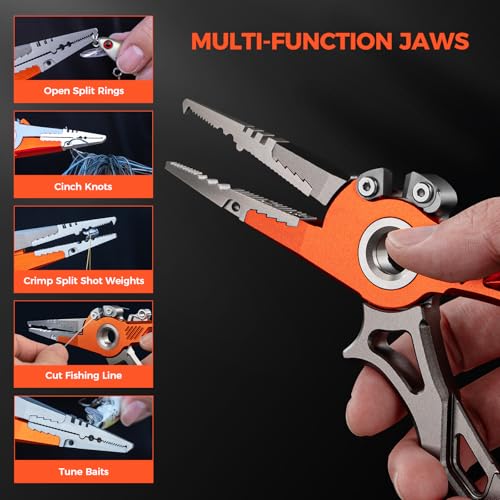 KastKing Folding Fillet/Fishing/Camping/Hunting Knife and 7.5” Aluminum Saltwater Fishing Pliers, Includes Sheath