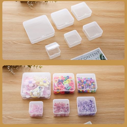 18 Pieces Square Empty Mini Clear Plastic Storage Box 2.56x2.56x1.38 inch | Hinged Lids, For Small Items, Craft Projects - size: 2.56 x 2.56 x 1.38 inch