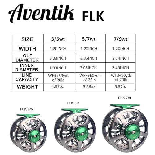 Aventik FLK II Fly Fishing Reel Aluminum Trout 3/5, 5/7, 7/9wt Large Arbor Freshwater Fly Reel - size: 5/7wt, style: Silver-without Line
