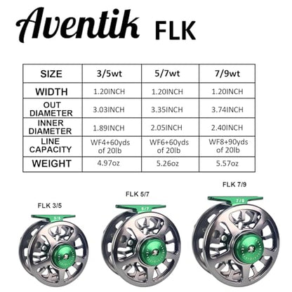 Aventik FLK II Fly Fishing Reel Aluminum Trout 3/5, 5/7, 7/9wt Large Arbor Freshwater Fly Reel - size: 3/5wt, style: Silver-without Line