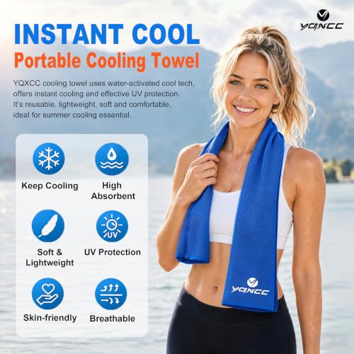 YQXCC 4 Pack Cooling Towels 40"x12", Cold Cool for Neck & Face | Cooling Neck Wraps, Soft Breathable Microfiber Chilly Towels, Ideal for Gym, Yoga, Golf, Running, Camping & Hot Weather - color: Dark Blue*2 + Light Gray*1 + Dark Gray*1