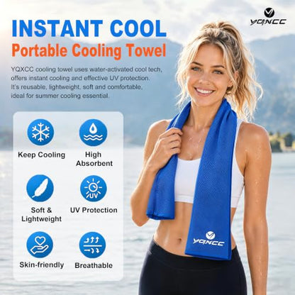 YQXCC 4 Pack Cooling Towels 40"x12", Cold Cool for Neck & Face | Cooling Neck Wraps, Soft Breathable Microfiber Chilly Towels, Ideal for Gym, Yoga, Golf, Running, Camping & Hot Weather - color: Dark Blue*2 + Light Gray*1 + Dark Gray*1