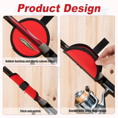 4pcs Fishing Lure Wraps, Lure Wrap Covers Nylon Lure Wrap 5.9 Inch Lure Hook Covers Fishing Rod Glove for Fishermen Safe Fishing - color: red