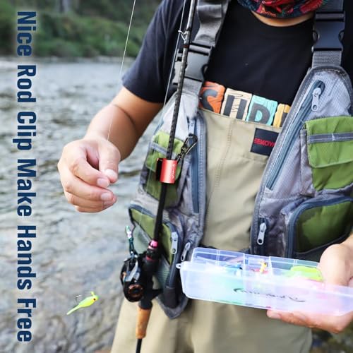 Dovesun Creek Rod Clips Wearable Fishing Rod Holder Clip Fly Fishing Pole Accessories 1PCS & 2PCS - color: Cylindrical-Red-2PCS