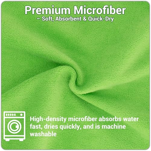 mayoken® 9 Pack Green Fishing Towels with Clips & Zinger Retractors, Quick-Dry Absorbent Microfiber Bait Towels for Fishing, Boating, Kayaking, Camping & Hiking - color: 9pcs-green
