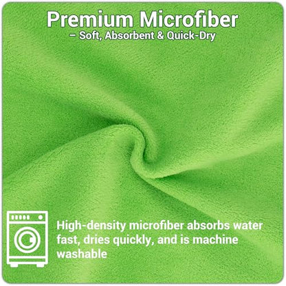 mayoken® 9 Pack Green Fishing Towels with Clips & Zinger Retractors, Quick-Dry Absorbent Microfiber Bait Towels for Fishing, Boating, Kayaking, Camping & Hiking - color: 9pcs-green