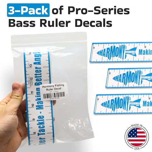 Harmony Fishing - Pro-Series 21" Bass Fishing Ruler Decal with Weight Estimator (3 Pack)