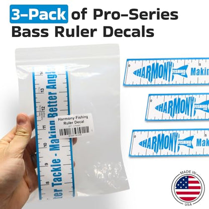 Harmony Fishing - Pro-Series 21" Bass Fishing Ruler Decal with Weight Estimator (3 Pack)