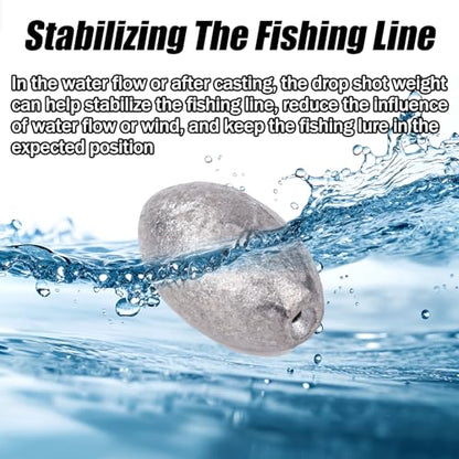 Egg Sinkers Lead Fishing Weights FS/QZ-08 | Oval Fishing Sinkers & Weights,for Texas Rig,Carolina Rig,Catfish Casting,Saltwater Freshwater - size: 0.71oz,10pcs