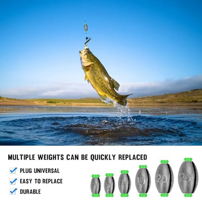 THKFISH Egg Fishing Sinkers Weights, Removable Rubber Core Fishing Weights Twist-Lock Sinker,Bass Weights Sinker Tackle Saltwater Casting Fishing Sinkers Set Oval Freshwater,1/8-1OZ - size: 3/4OZ-20PCS