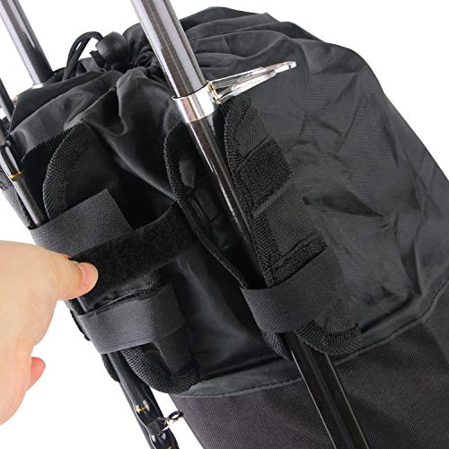 Fishing Pole Rod Holder Bags, Fishing Organizer Case Carrier Reel Pole Storage Bags Waterproof Fishing Gear Organizer Travel Carry Bags - color: Black