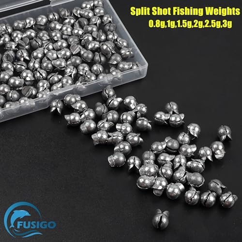Split Shot Sinker Fishing Weights, 120pcs Removable Round Split Shot Fishing Line Sinkers Clip On Weights for Freshwater Saltwater Fishing - size: 1.5g_120pcs