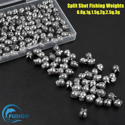 Split Shot Sinker Fishing Weights, 120pcs Removable Round Split Shot Fishing Line Sinkers Clip On Weights for Freshwater Saltwater Fishing - size: 1.5g_120pcs