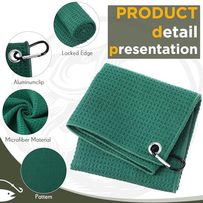 Breling 12 Pack Fishing Towels with Clip, 16'' x 16'' Microfiber Waffle Weave Fish Bait Towel Quick Dry Absorbent Rag for Cleaning Boat Kayak Accessory Camping Hiking (Black Grey Green) - color: Black Grey Green