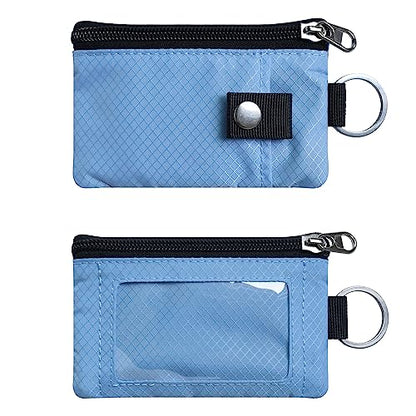 CHENSPRX Minimalist RFID Blocking Small Wallet with ID Window,WaterResistant Zip Id Case Wallet with Lanyard Keychain for Cards,Cash,Travel,Women,Men - color: LightBlue