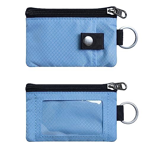 CHENSPRX Minimalist RFID Blocking Small Wallet with ID Window,WaterResistant Zip Id Case Wallet with Lanyard Keychain for Cards,Cash,Travel,Women,Men - color: LightBlue