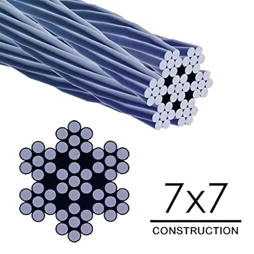 Wire Rope,Equipped with Crimping Pliers,1/16 Wire Rope, Aircraft Cable,304 Stainless Steel Cable,7x7 Strand Core 492FT,368lbs Breaking Strength - size: 1/16 inch 492FT