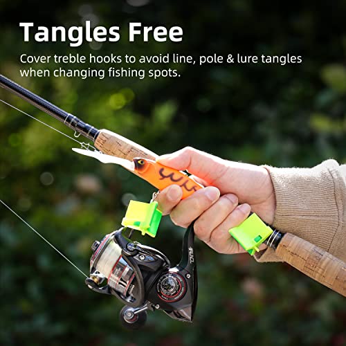 RUNCL Treble Hooks Covers Fishing Hooks Protector Treble Hook Safety Cap Hook Bonnets for Fishing Lures - Spring Design, Hollow Construction, Tangles Free, Fishing Hook Caps - color: Medium (40pcs for 2#, 1#, 1/0, 2/0 Treble Hooks)
