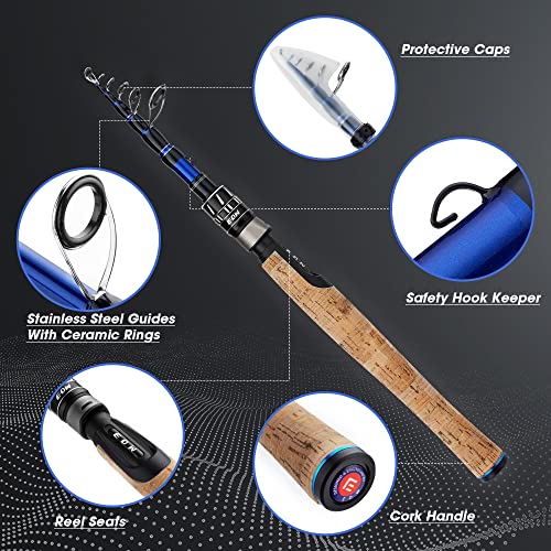 EOW XPEDITE PRO Portable Telescopic Casting and Spinning Fishing Rods, 24T Carbon Blanks & Solid Carbon Tip, Cork Handle, Travel Rod, Short Collapsible Rods - style: Spinning 5'6" /Power M /Action Fast