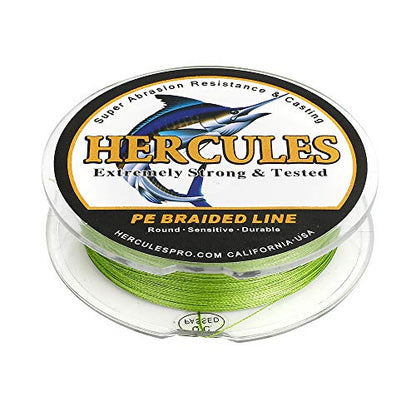 HERCULES Cost-Effective Super Strong 4 Strands Braided Fishing Line 6LB to 100LB Test for Salt-Water, 109/328 / 547/1094 Yards (100M / 300M / 500M / 1000M), Diam# 0.08MM - 0.55MM, Hi-Grade - color: Army Green, size: 6LB(2.7KG)-0.08MM-109YDS(100M)