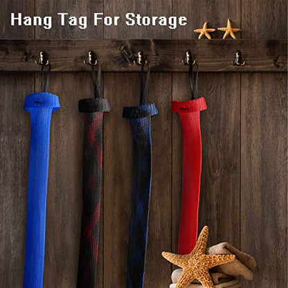 Fishing Rod Cover - 4 Pack Rod Sleeve Socks with Lanyard for Fly, Spinning, Casting, Sea Fishing - color: Red*1, Blue*1, Black & Blue*1, Black & Red*1