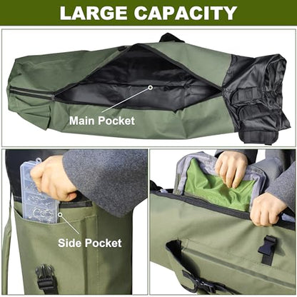 SILANON Fishing Rod Bag Pole Holder, Portable Fishing Rod Case Carrier Canvas Pole Storage Bag Travel Carry Case Waterproof Fishing Tackle Gear Organizer - color: Khaki Green