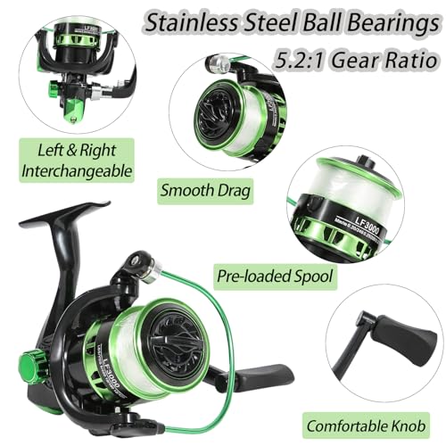 Tripquips Fishing Pole Combo, 6.9ft Telescopic Rods Set, Collapsible Fishing Rods 2PCS Spinning Reel Set with Carrier Bag Freshwater Fishing Rod and Reel Combos Kits - color: 6.9ft Blue & Green Combos(Pre-loaded Spool)