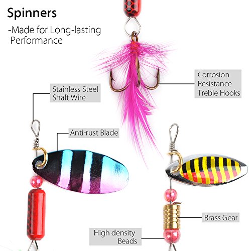 Dr.Fish Fishing Tackle Bag 5 Boxes with 60 Lures Included Loaded Stocked Tackle Box Set Spinner Lures Kit Freshwater Gear Equipment - color: Black Bag, 11.4*4.9*7.9’'