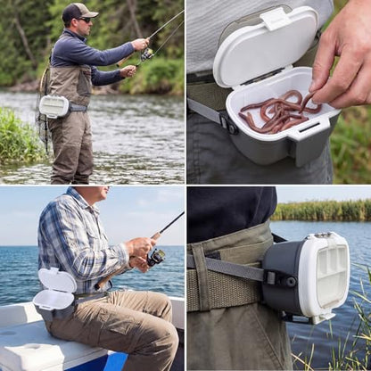 Insulated Live Bait Holder Waist Mounted Dual Layer Fishing Bait Bucket Container with Lid and Lock Portable Plastic Lure Worm Storage Tackle Box, Keeps Baits Fresh and Alive - style: Classic Style