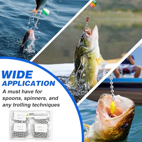 OROOTL Fishing Bead Chain Swivels, 20/40pcs Fishing Swivels Stainless Steel High Speed Trolling Swivels Catfish Swivel Fishing Balls Chain Swivels Fishing Tackle for Freshwater Saltwater - style: 3/16''(4.5mm)-20pcs