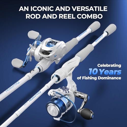 KastKing Centron Lite Fishing Rod and Reel Combo, IM6 Graphite 2Pc Blanks, Stainless Steel Guides with Ceramic Rings, Contoured EVA Handles & Fighting Butt, Split or Full Rear Handle Design, 13 Models - style: Spin-7'0" Medium Light-2000 Reel-2pcs